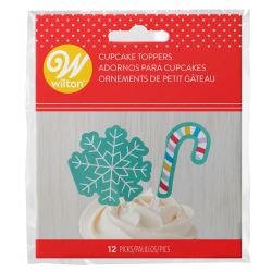 Wilton Cupcake Toppers Snowflake & Candy Cane pk/12