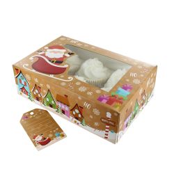 Cupcake Box 6 (Of 12) Delig - Santa + Gift Tag *