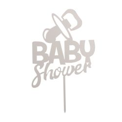 Dekora Cake Topper Baby Shower SIlver 16x10cm