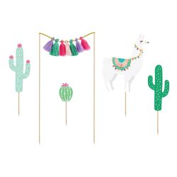 PartyDeco Cake Topper Lama Set/5