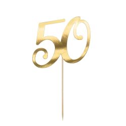 PartyDeco Cake Topper Goud 50