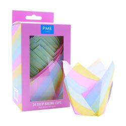 PME Tulip Baking Cups Rainbow Stripes pk/24
