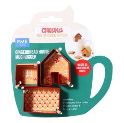 PME Cookie Cutters Christmas Mini Gingerbread House Mug Hugger Set/3