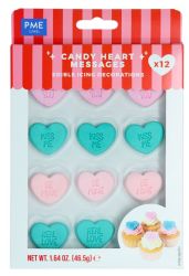 PME Edible Cupcake Toppers Candy Heart Messages Set/12