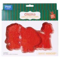 PME Cookie Cutter & Stamp Christmas Santa's Workshop Set/3