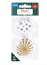 PME Christmas Foil-lined Mini Cupcake Cases - Sparkle pk/60