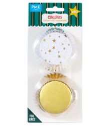 PME Christmas Foil-lined Cupcake Cases - Golden Stars pk/60