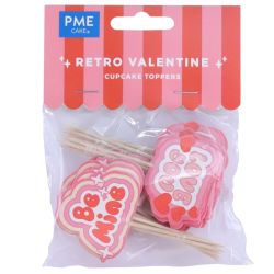 PME Cupcake Toppers Retro Hearts pk/24